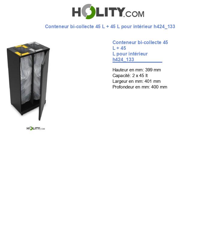 Conteneur bi-collecte 45 L + 45 L pour intérieur h424_133
