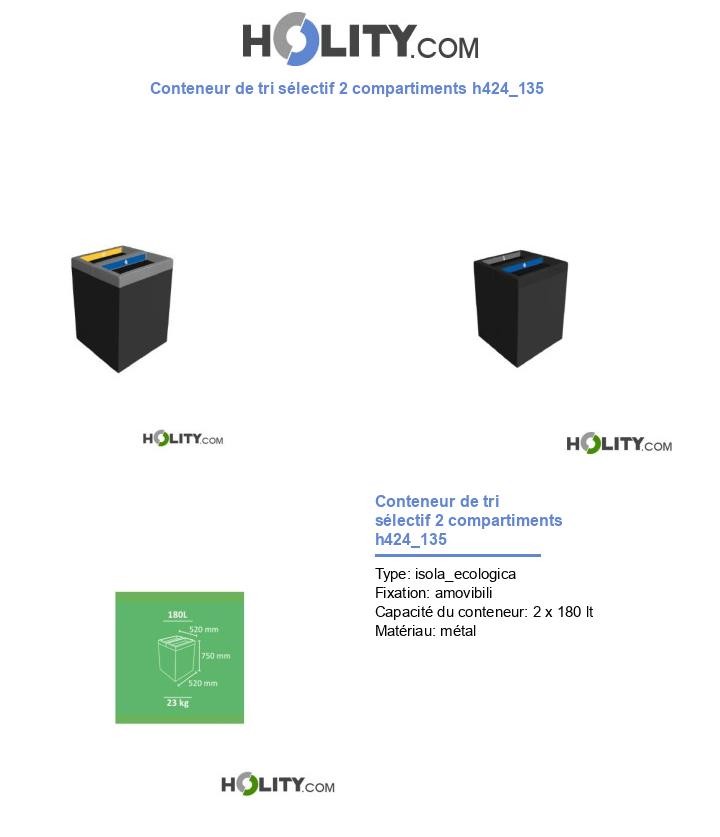 Conteneur de tri sélectif 2 compartiments h424_135
