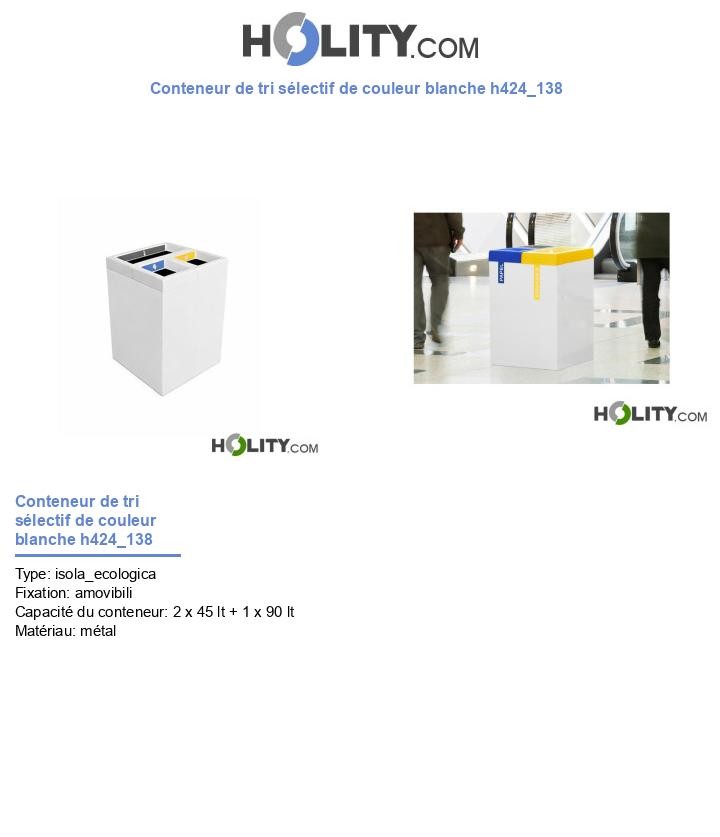 Conteneur de tri sélectif de couleur blanche h424_138