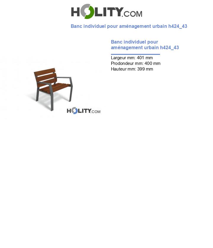 Banc individuel pour aménagement urbain h424_43