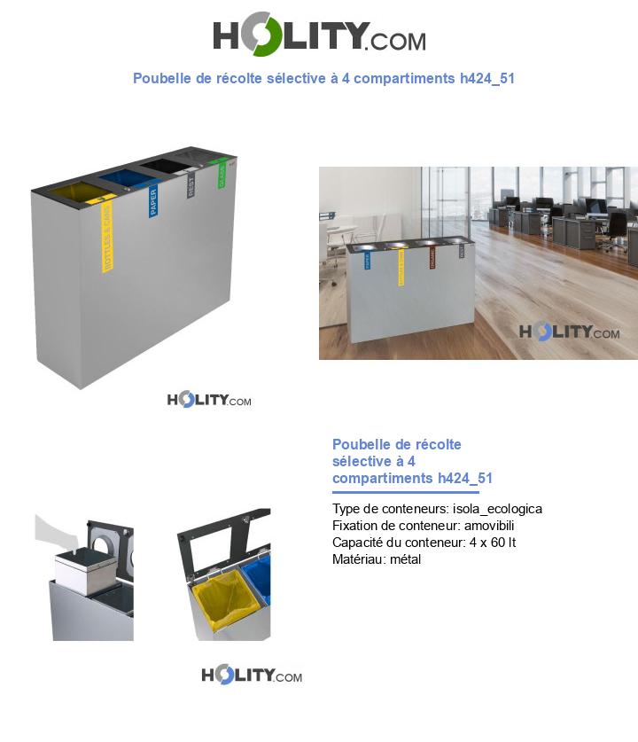 Poubelle de récolte sélective à 4 compartiments h424_51