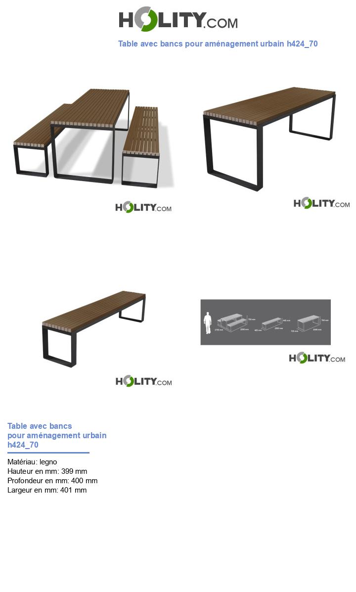 Table avec bancs pour aménagement urbain h424_70