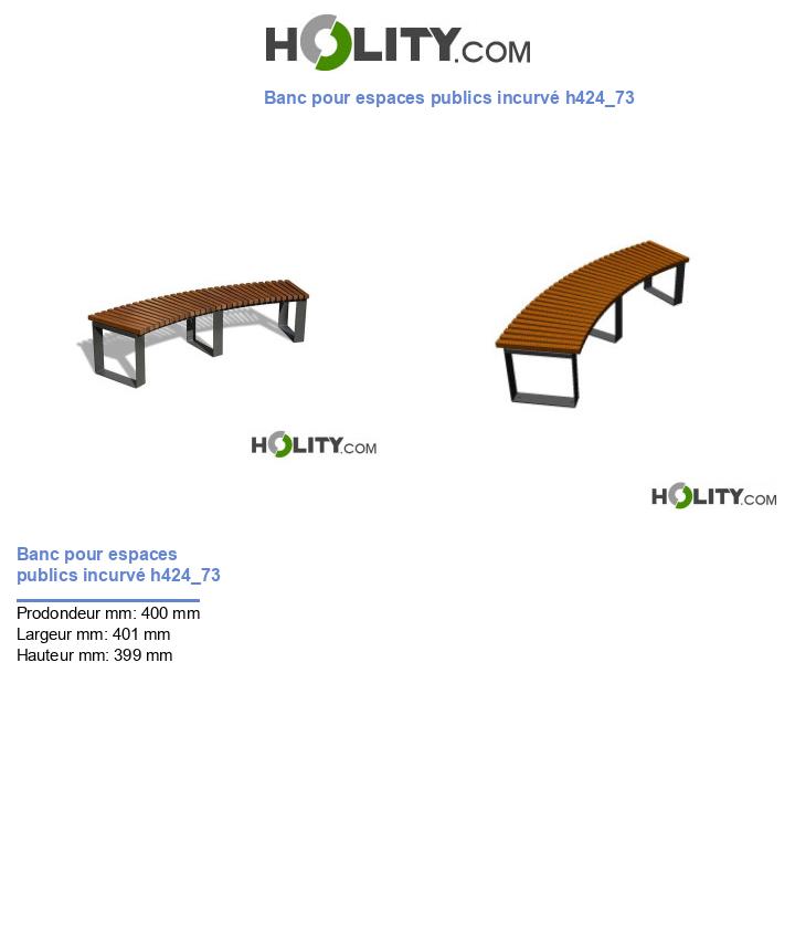 Banc pour espaces publics incurvé h424_73