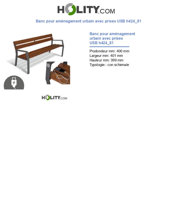 Banc pour aménagement urbain avec prises USB h424_81