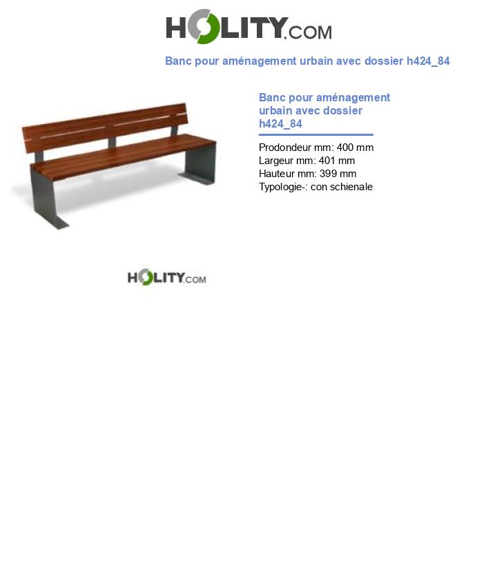 Banc pour aménagement urbain avec dossier h424_84