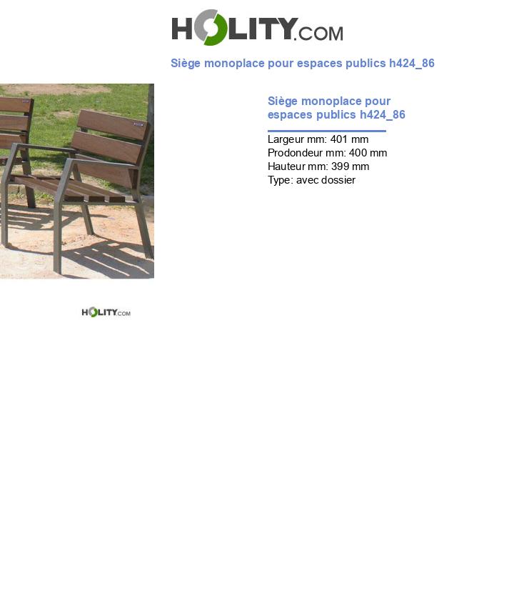 Siège monoplace pour espaces publics h424_86