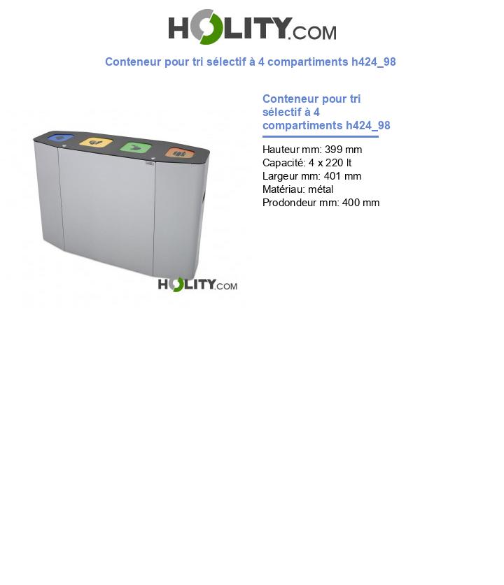 Conteneur pour tri sélectif à 4 compartiments h424_98