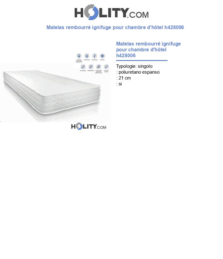 Matelas rembourré ignifuge pour chambre d'hôtel h428006