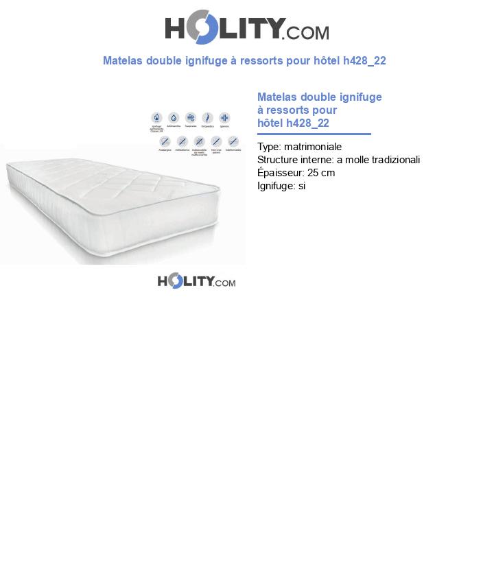 Matelas double ignifuge à ressorts pour hôtel h428_22