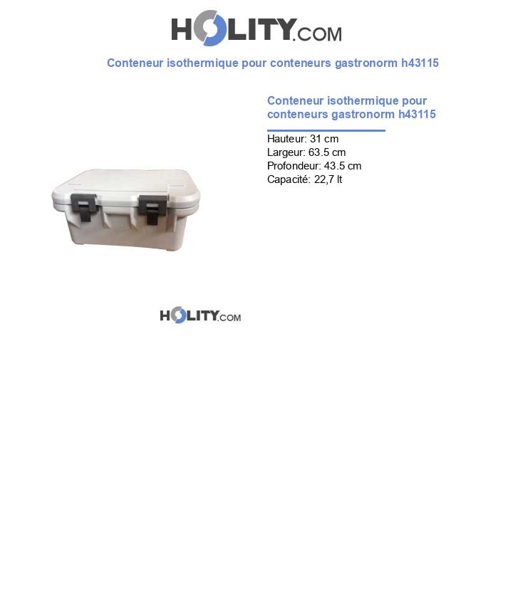 Conteneur isothermique pour conteneurs gastronorm h43115