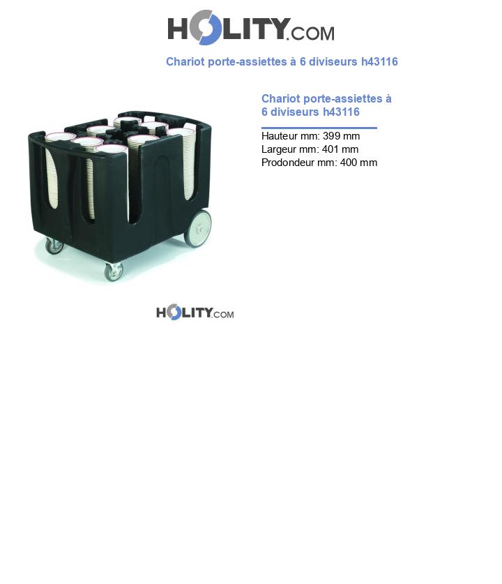 Chariot porte-assiettes à 6 diviseurs h43116