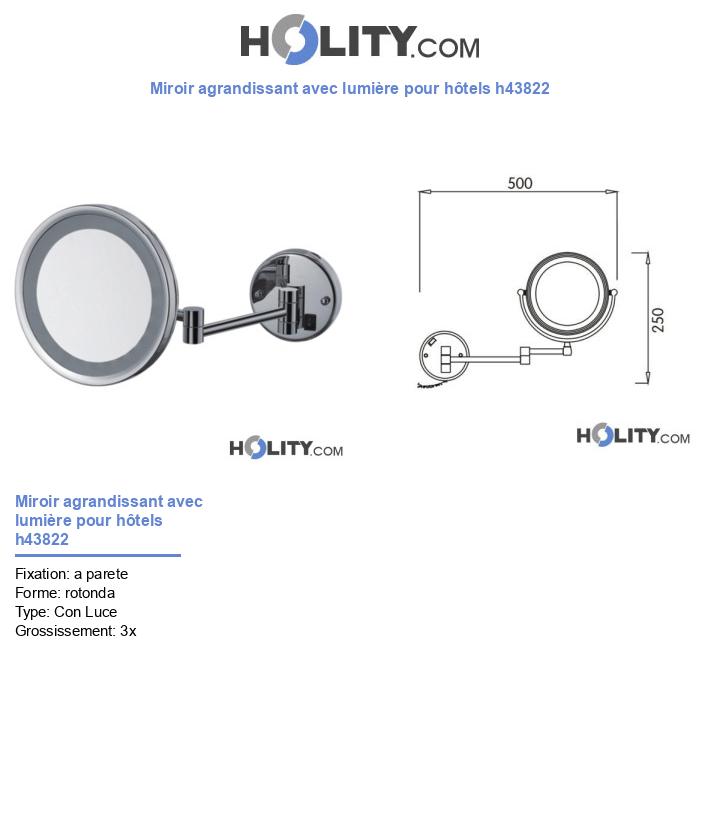 Miroir agrandissant avec lumière pour hôtels h43822