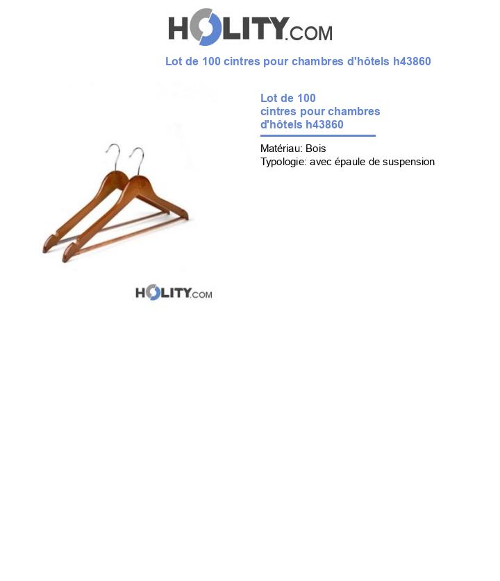 Lot de 100 cintres pour chambres d'hôtels h43860