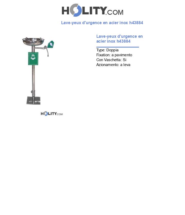Lave-yeux d'urgence en acier inox h43884