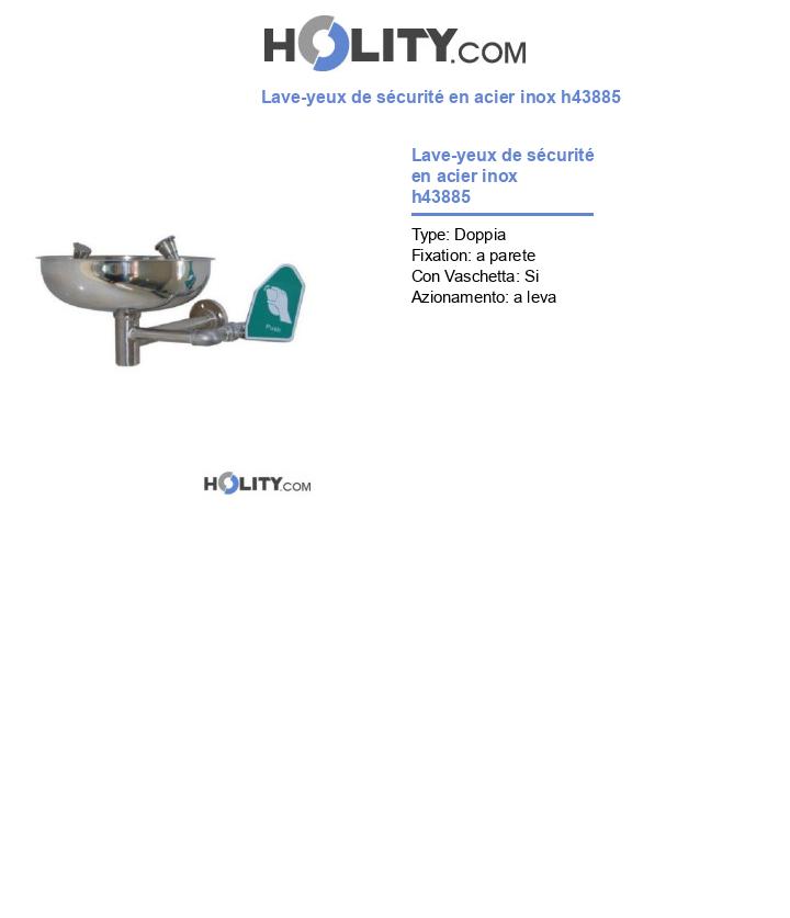 Lave-yeux de sécurité en acier inox h43885