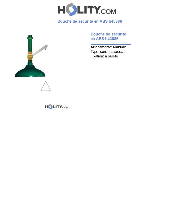 Douche de sécurité en ABS h43886