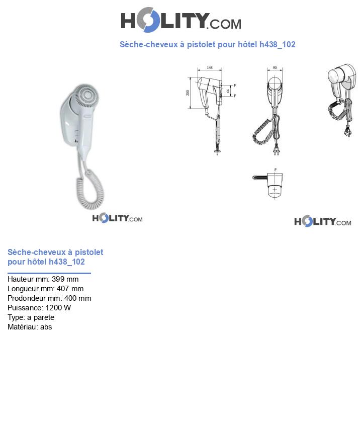 Sèche-cheveux à pistolet pour hôtel h438_102