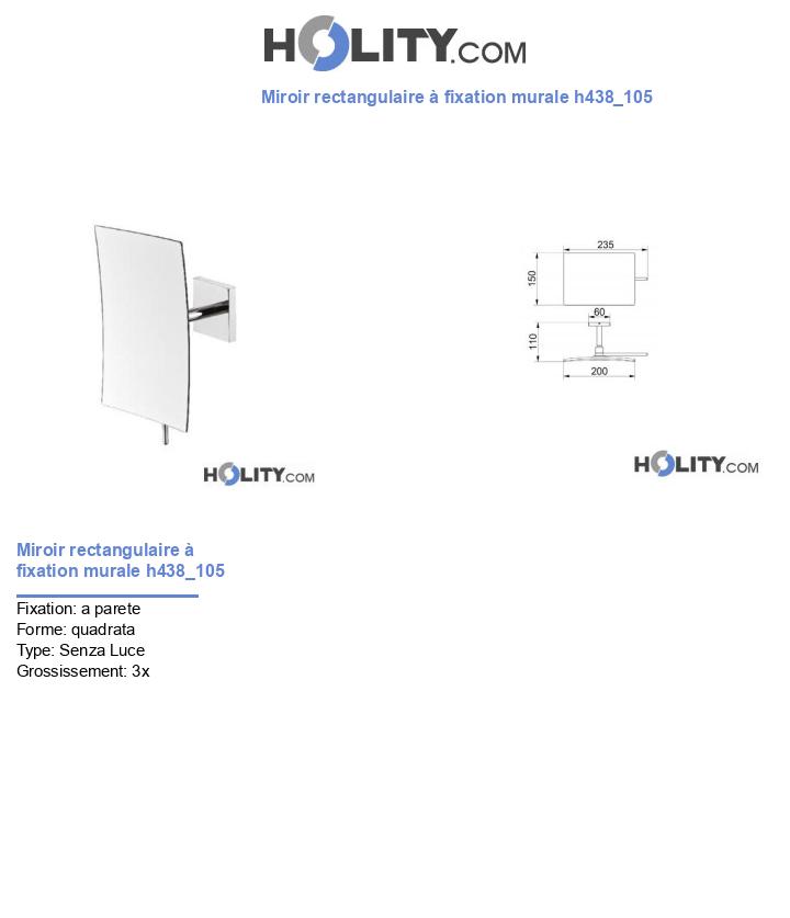 Miroir rectangulaire à fixation murale h438_105