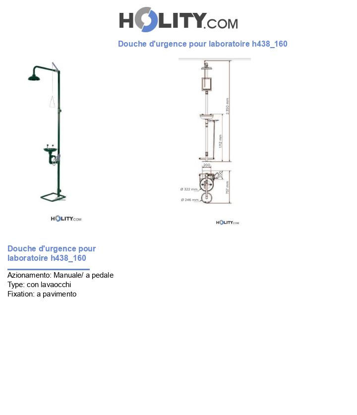 Douche d'urgence pour laboratoire h438_160