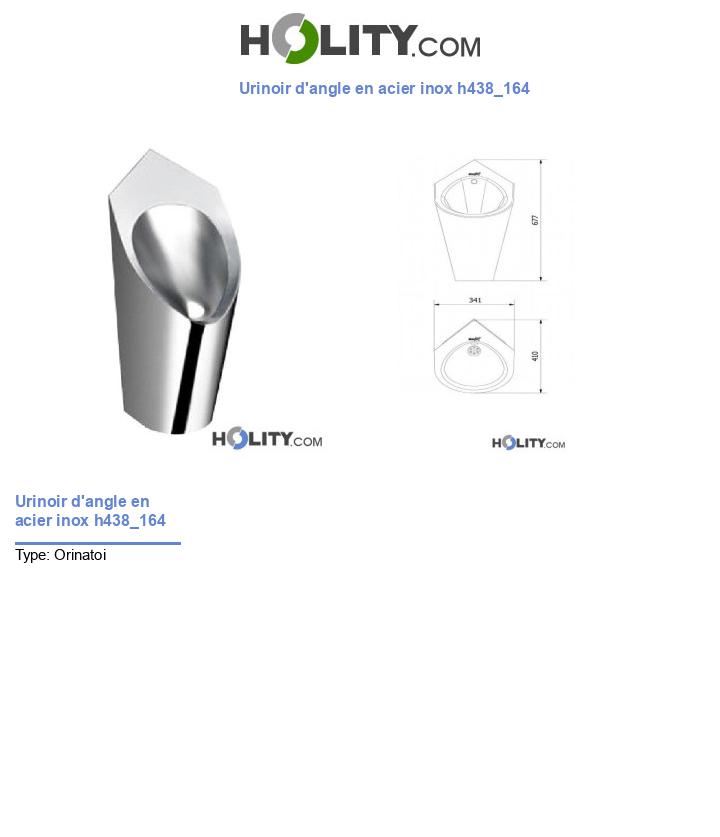 Urinoir d'angle en acier inox h438_164