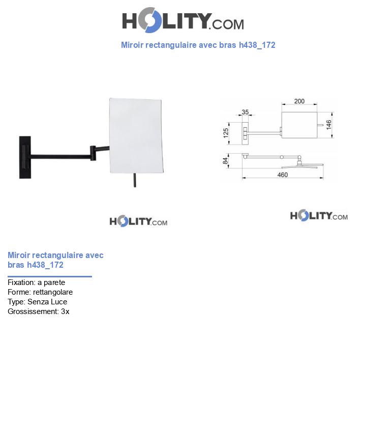 Miroir rectangulaire avec bras h438_172