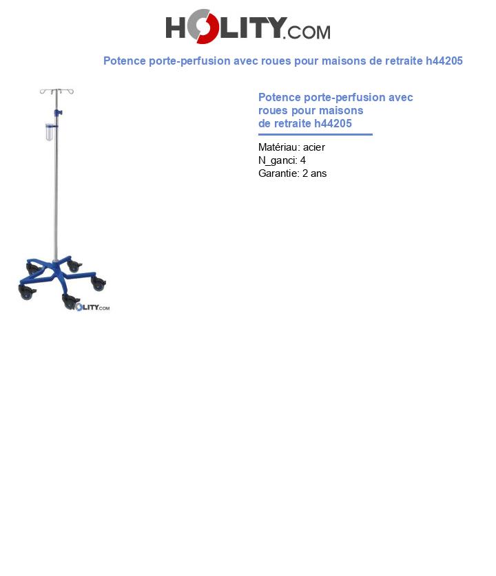 Potence porte-perfusion avec roues pour maisons de retraite h44205