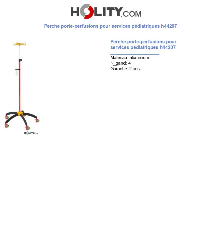 Perche porte-perfusions pour services pédiatriques h44207