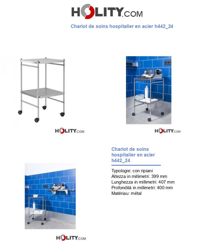 Chariot de soins hospitalier en acier h442_24
