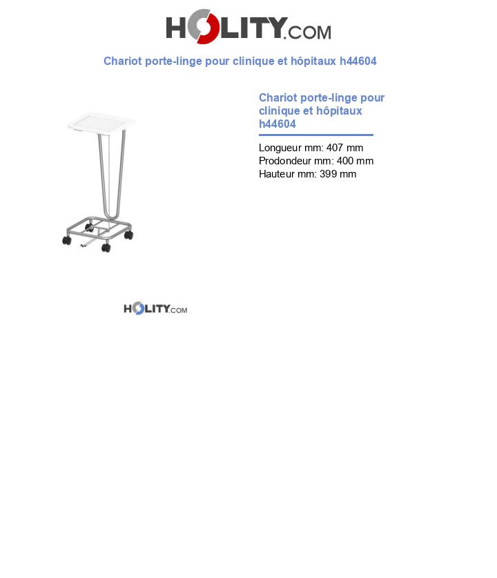 Chariot porte-linge pour clinique et hôpitaux h44604