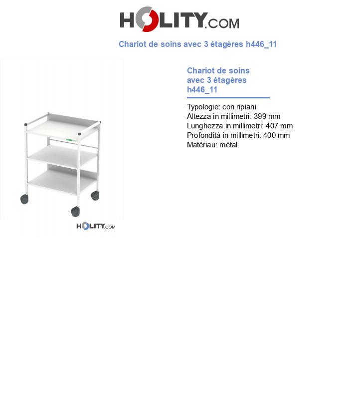 Chariot de soins avec 3 étagères h446_11