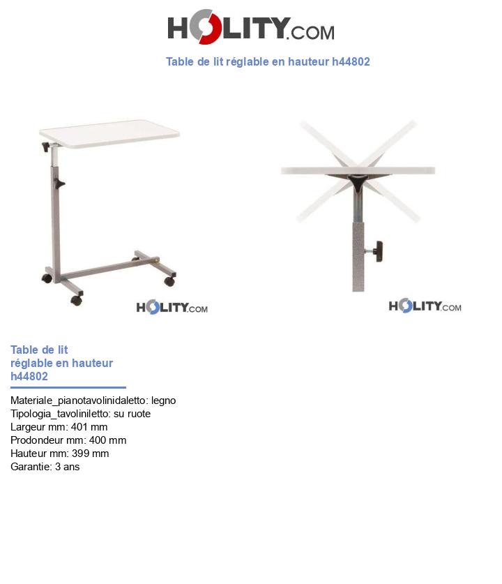 Table de lit réglable en hauteur h44802