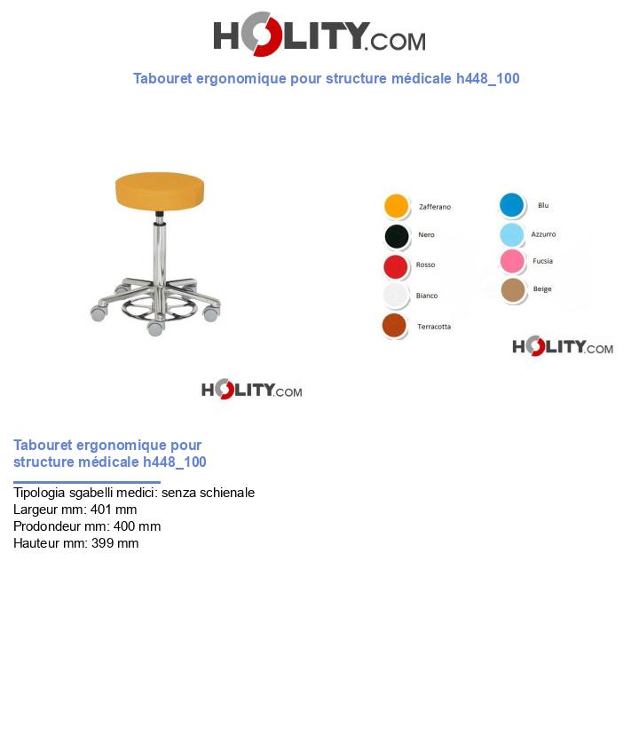 Tabouret ergonomique pour structure médicale h448_100