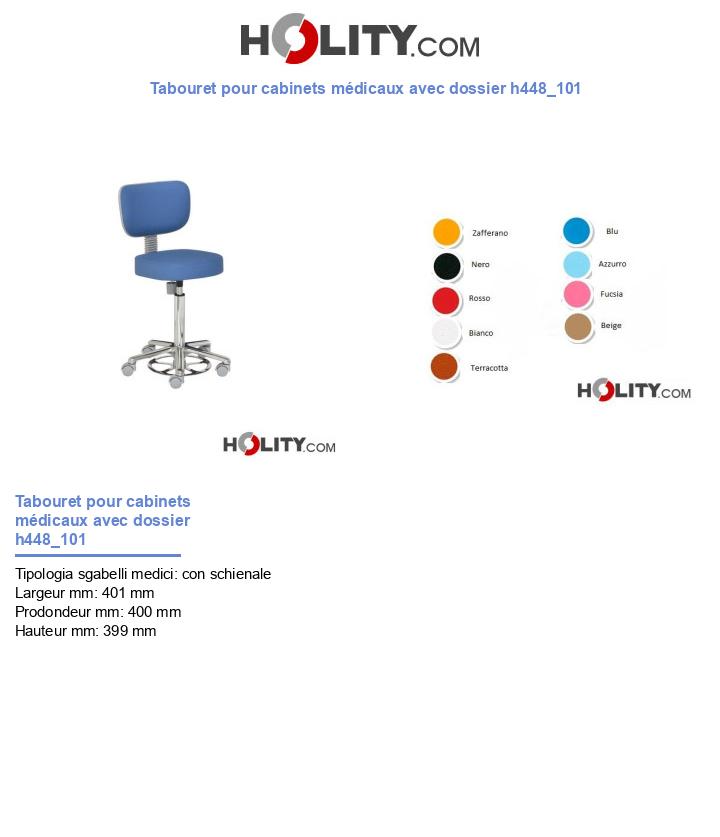 Tabouret pour cabinets médicaux avec dossier h448_101