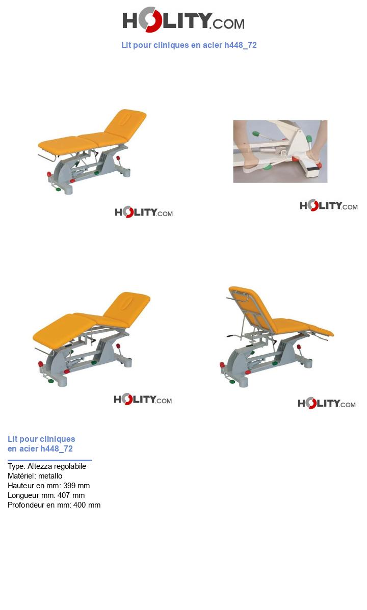 Lit pour cliniques en acier h448_72
