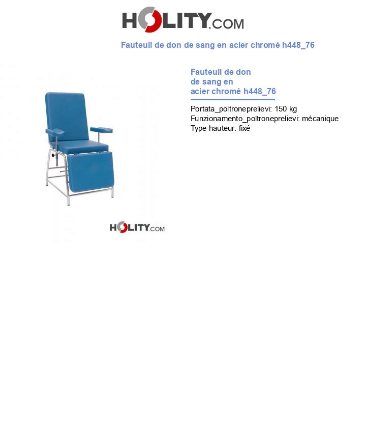 Fauteuil de don de sang en acier chromé h448_76