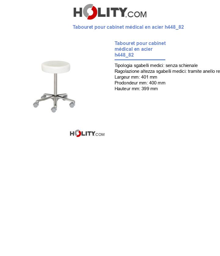 Tabouret pour cabinet médical en acier h448_82