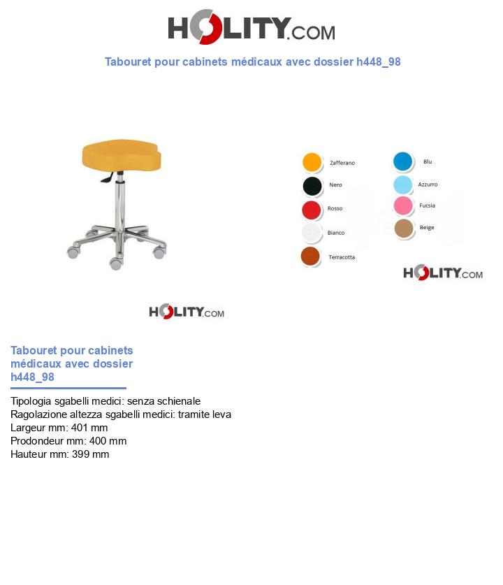 Tabouret pour cabinets médicaux avec dossier h448_98