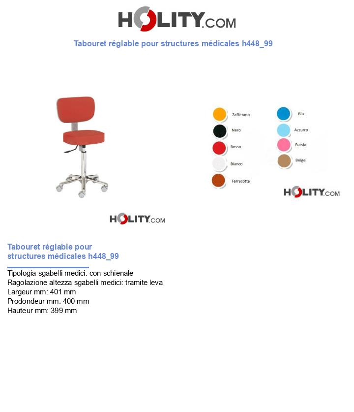 Tabouret réglable pour structures médicales h448_99