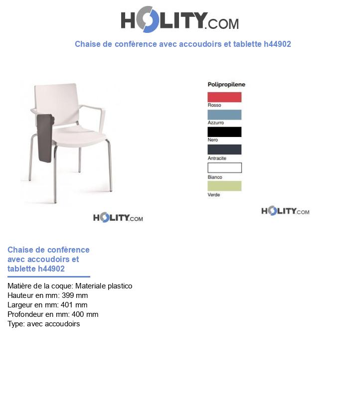 Chaise de confèrence avec accoudoirs et tablette h44902