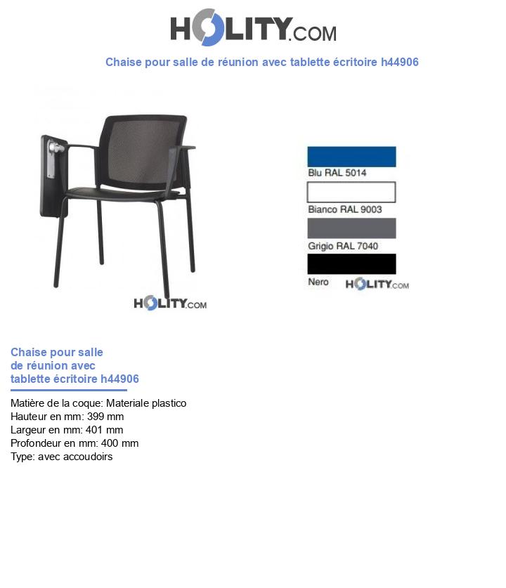 Chaise pour salle de réunion avec tablette écritoire h44906