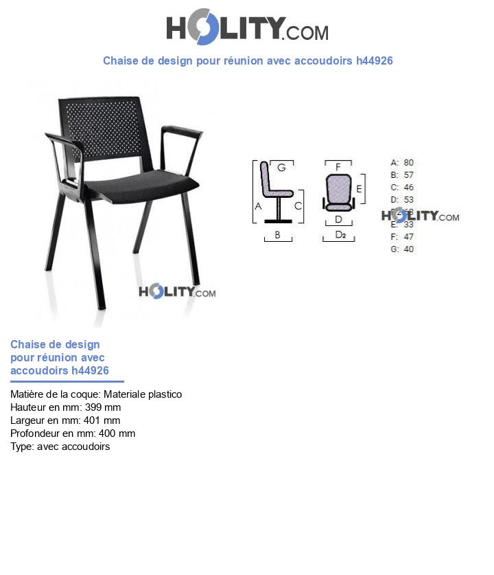 Chaise de design pour réunion avec accoudoirs h44926
