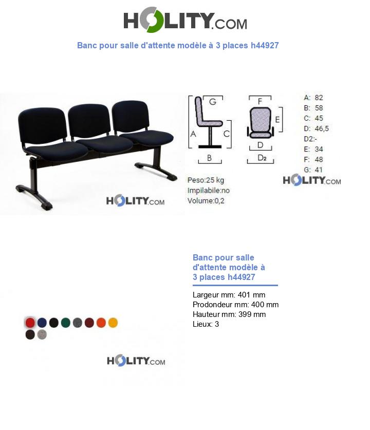 Banc pour salle d'attente modèle à 3 places h44927