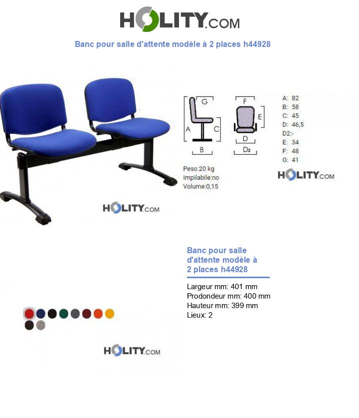 Banc pour salle d'attente modèle à 2 places h44928