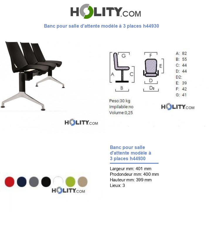 Banc pour salle d'attente modèle à 3 places h44930