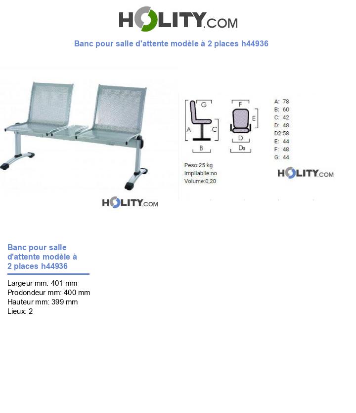 Banc pour salle d'attente modèle à 2 places h44936