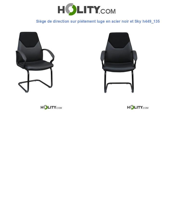 Siège de direction sur piétement luge en acier noir et Sky h449_135