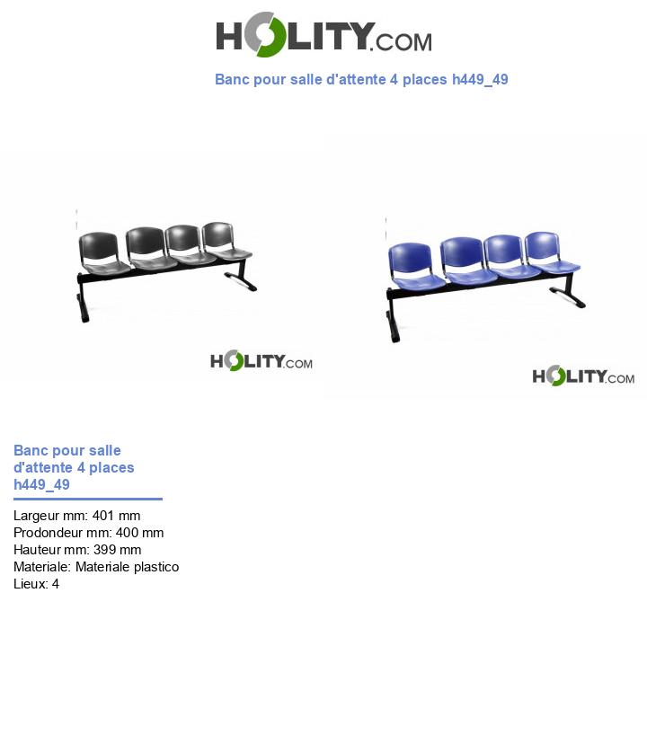 Banc pour salle d'attente 4 places h449_49