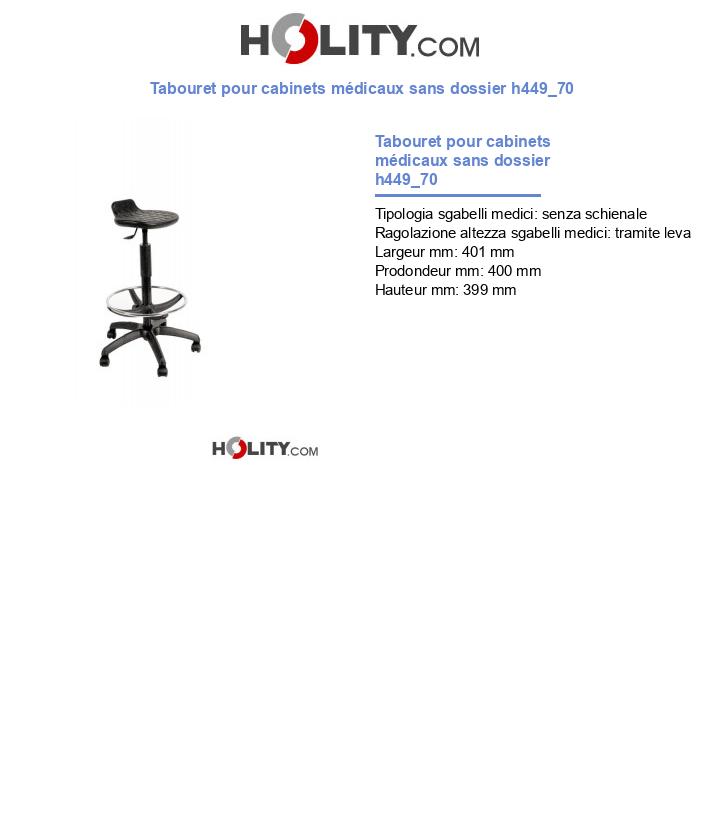 Tabouret pour cabinets médicaux sans dossier h449_70