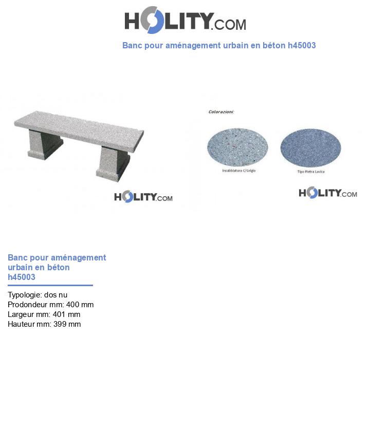 Banc pour aménagement urbain en béton h45003