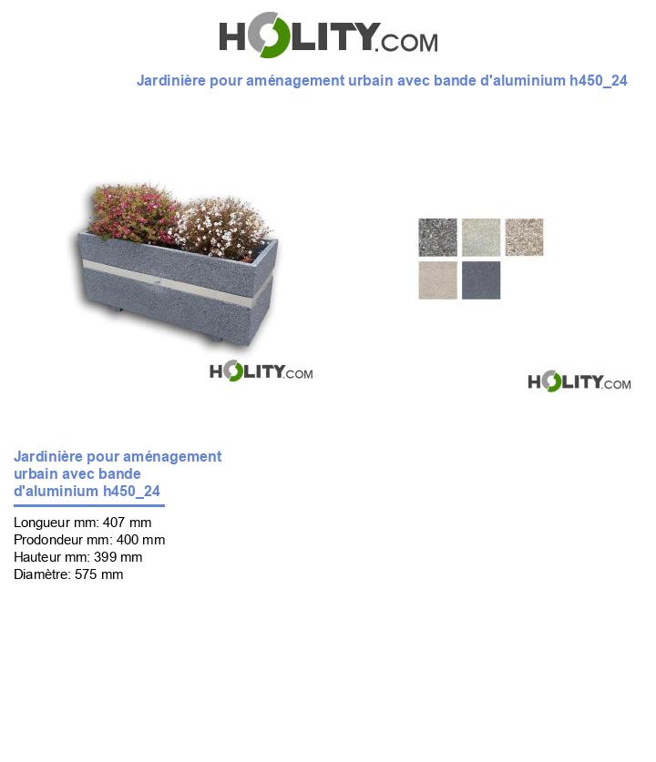 Jardinière pour aménagement urbain avec bande d'aluminium h450_24